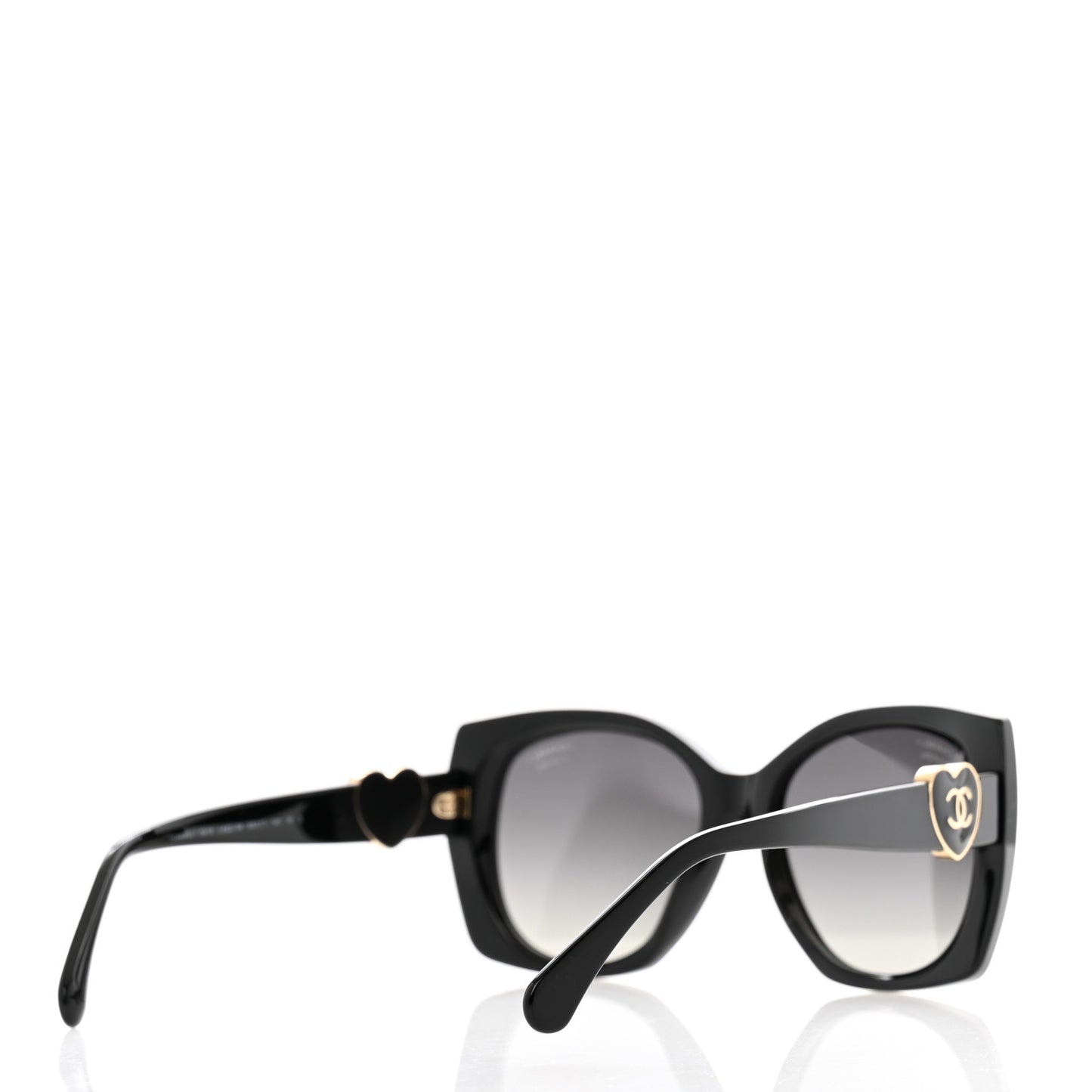 Acetate Square CC Heart Sunglasses 5519 Black
