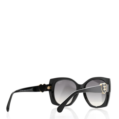 Chanel Acetate Square CC Heart Sunglasses 5519 Black 4 of 9
