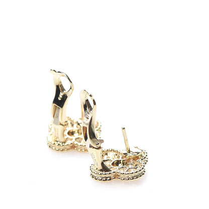 Van Cleef & Arpels 18K Yellow Gold Diamond Vintage Alhambra Earrings 4 of 6