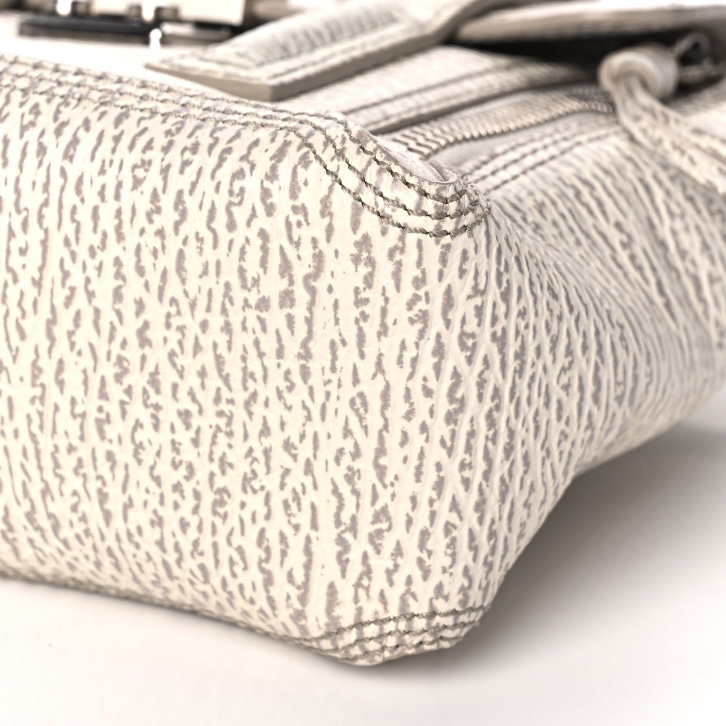 Shark Embossed Textured Calfskin Mini Pashli Satchel Ivory Dove