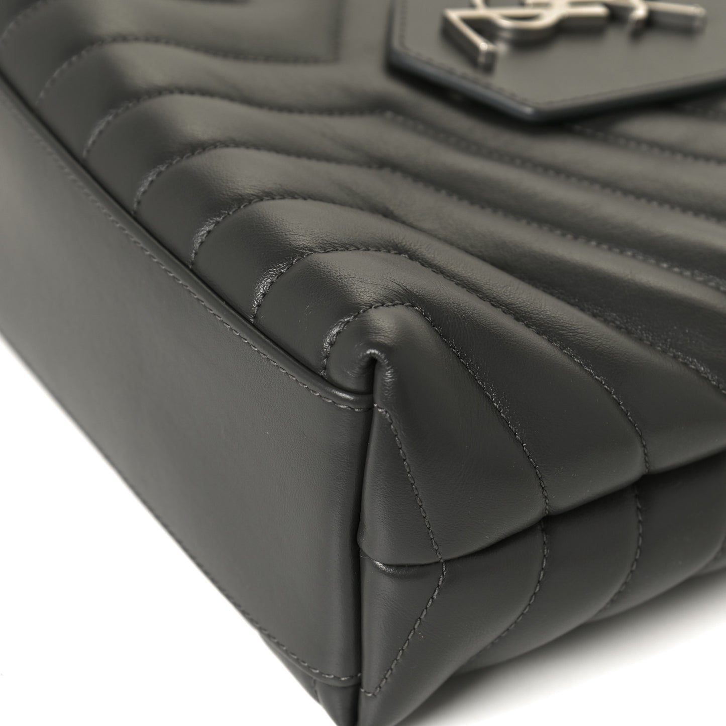 Calfskin Y Quilted Monogram Small Loulou Shopper Grey