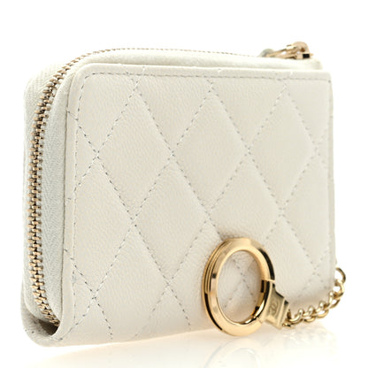 Chanel Caviar Quilted Zipped Key Holder Case White 3 of 7