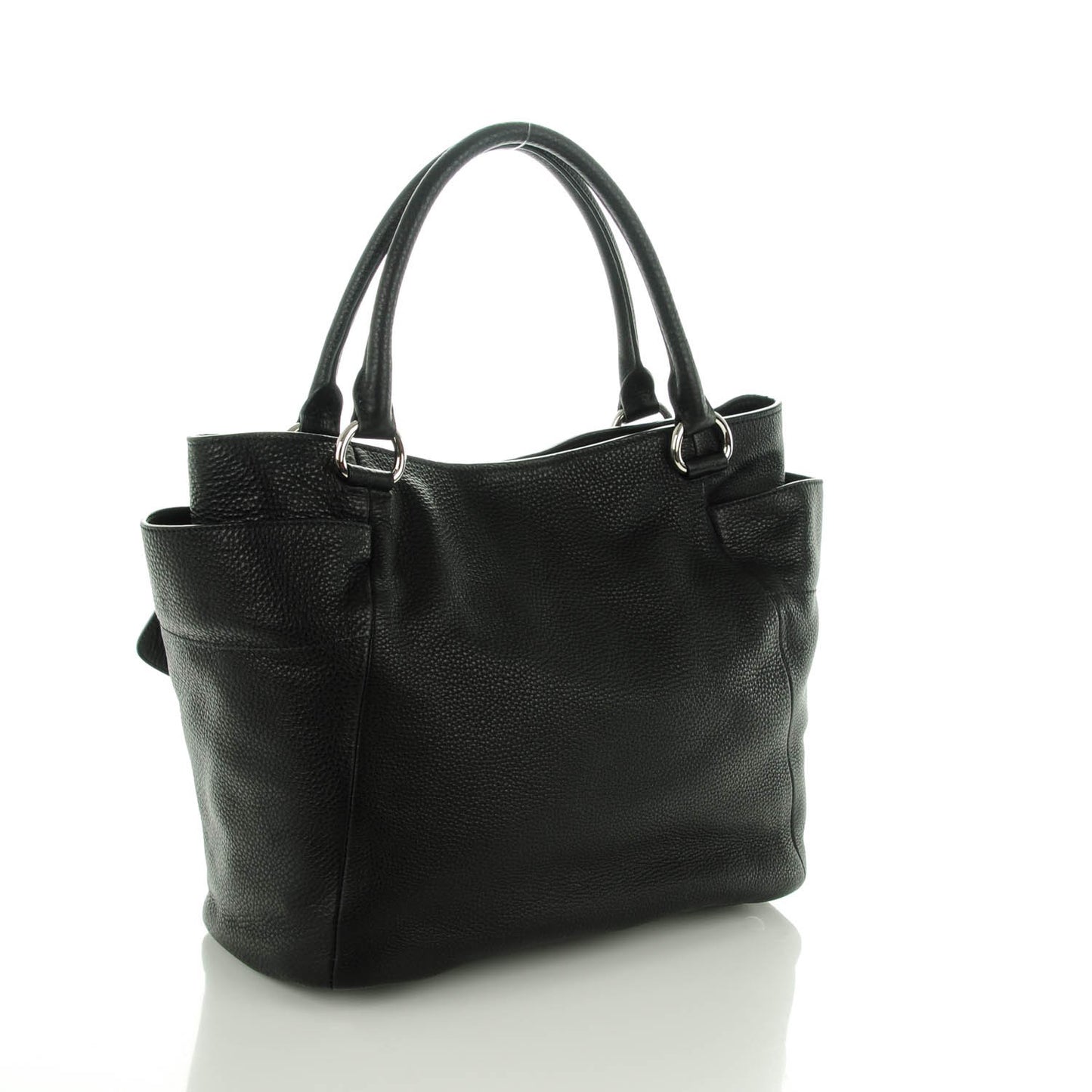 Vitello Daino Side Pocket Tote Nero Black