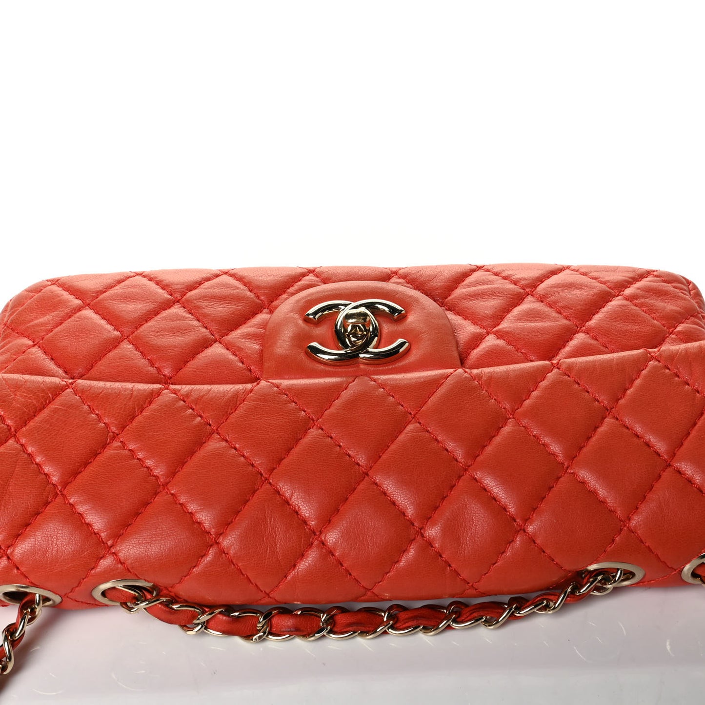 Lambskin Quilted East West Flap Red