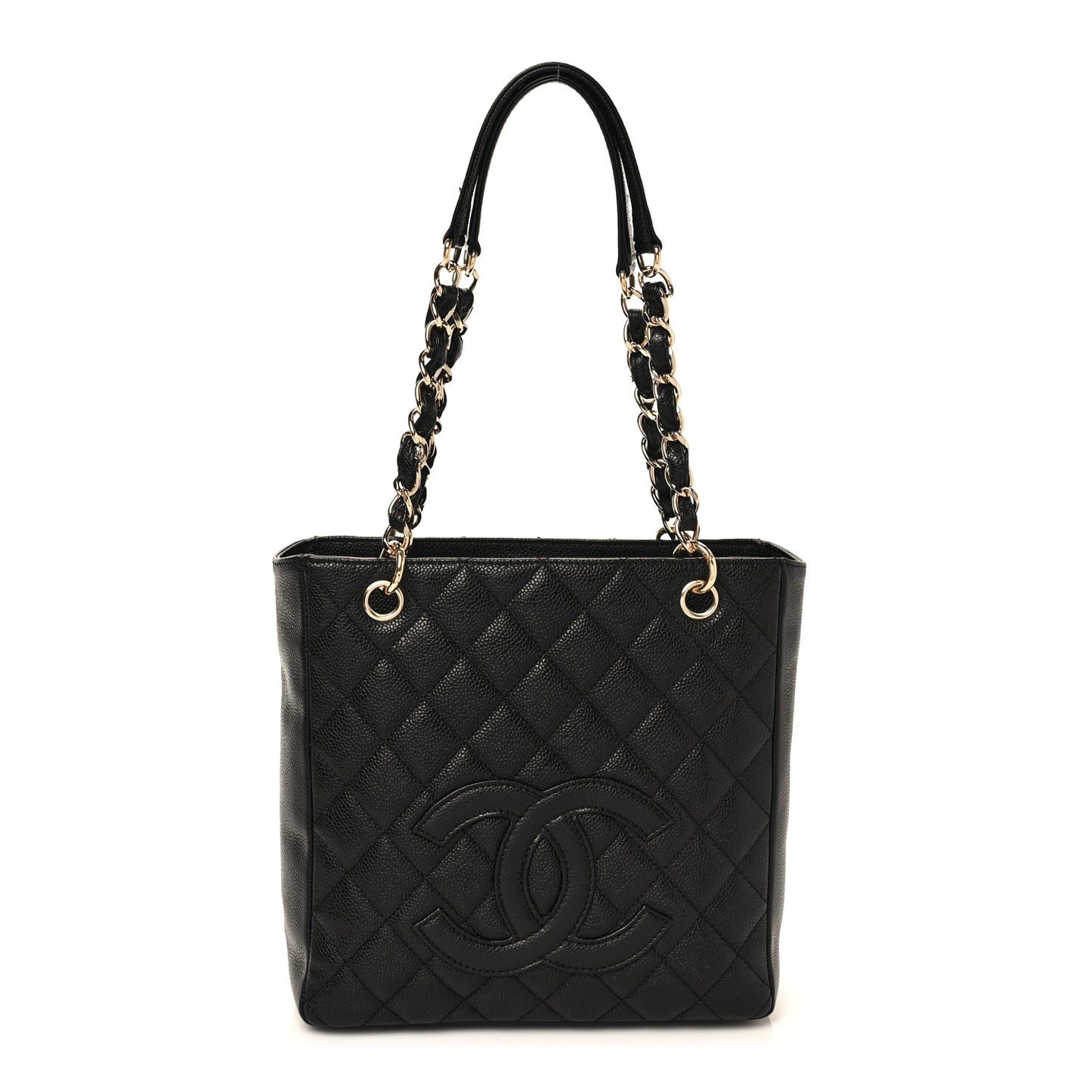 Caviar Quilted Petit Shopping Tote PST Black