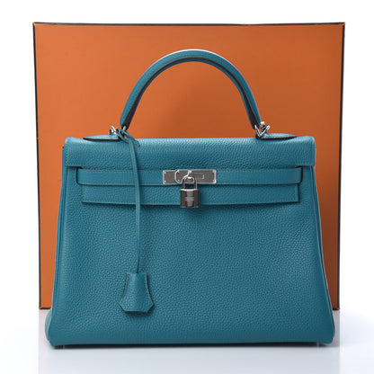 Hermes Togo Kelly Retourne 32 Bleu Izmir 12 of 13