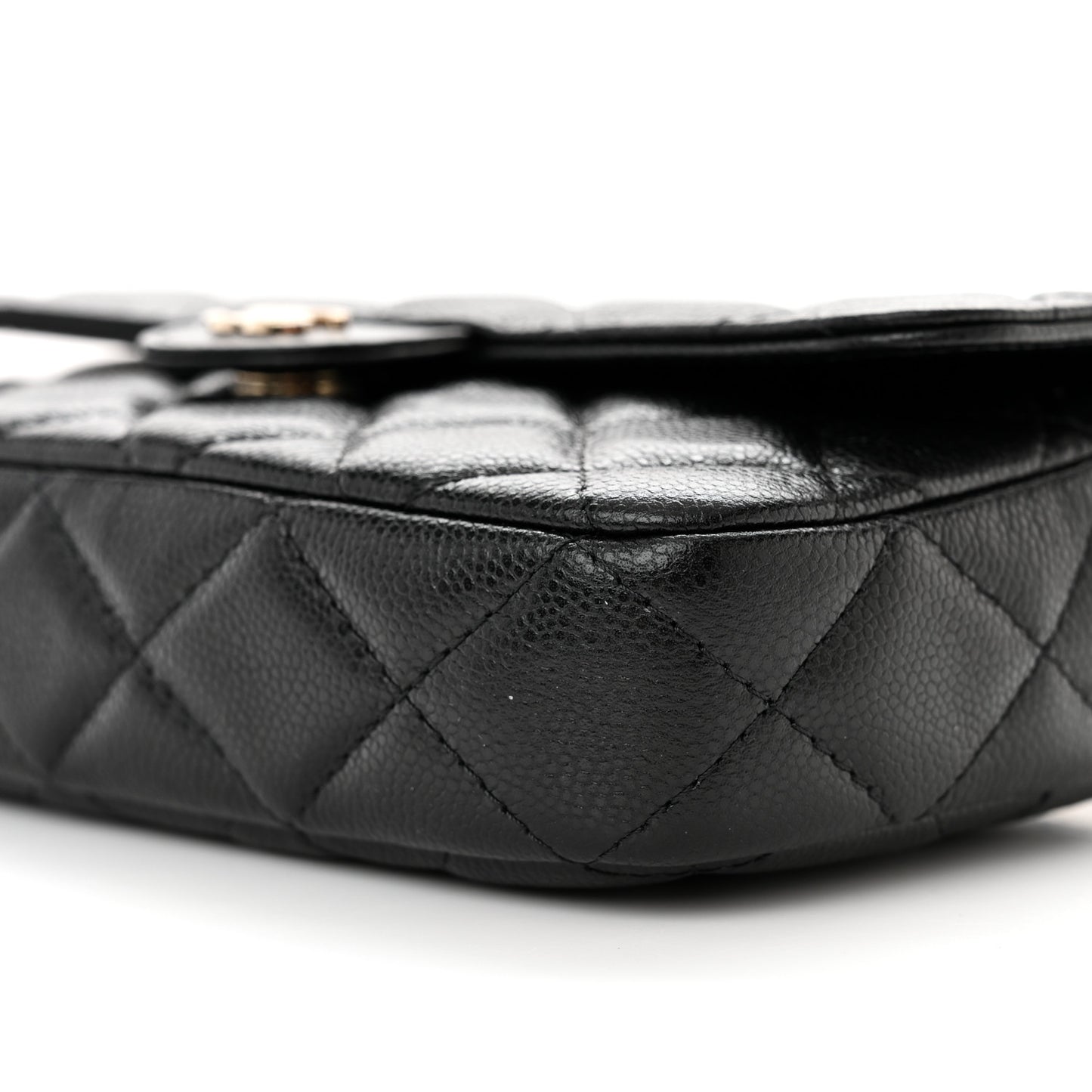 Caviar Quilted Flap Phone Holder With Chain Black