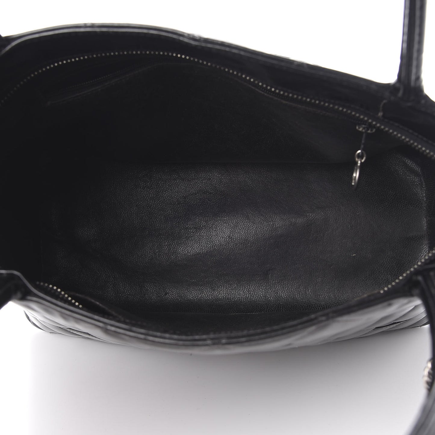 Patent Quilted Medallion Tote Black