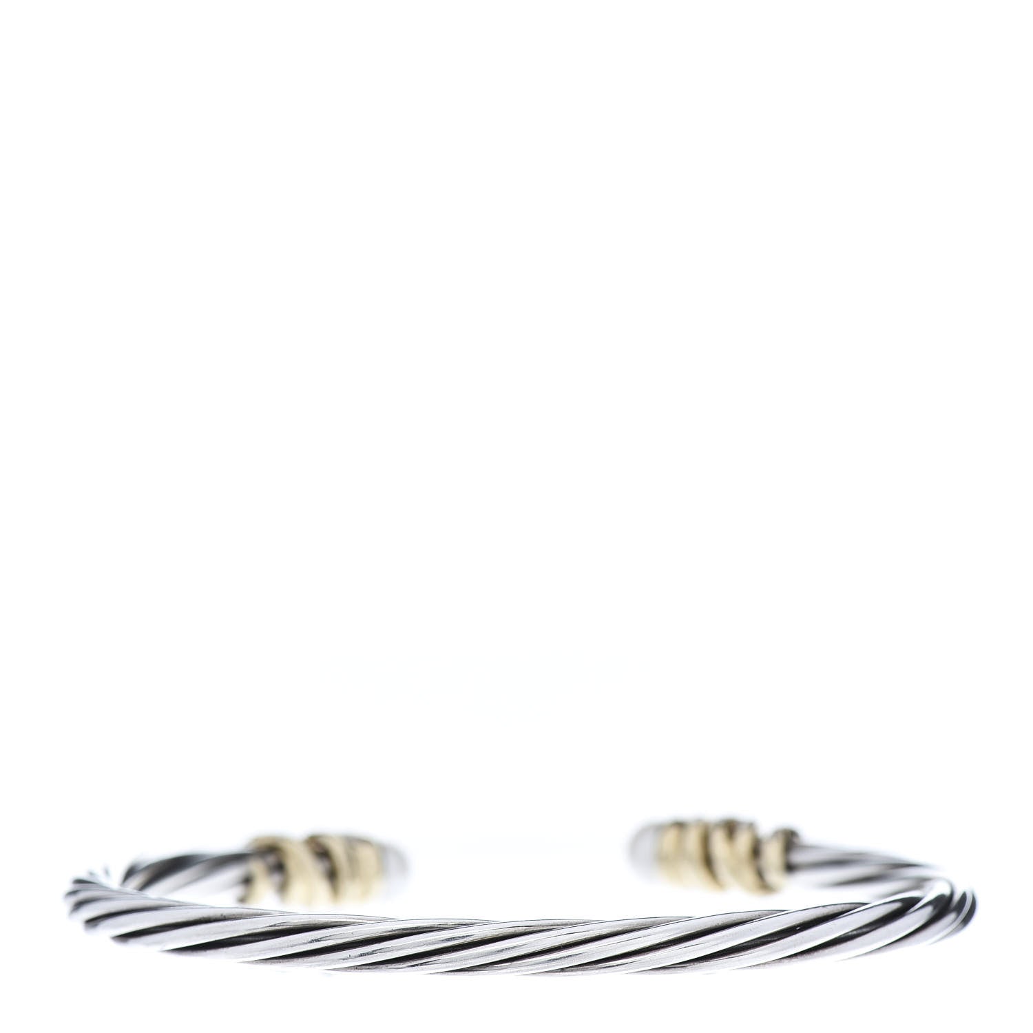 David Yurman Sterling Silver 18K Yellow Gold Diamond Pearl 4mm Helena Cuff Bracelet 3 of 5
