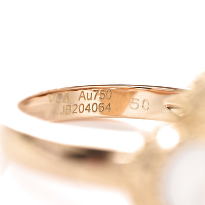 Van Cleef & Arpels 18K Yellow Gold Diamond Mother of Pearl Vintage Alhambra Ring 50 5.25 5 of 5