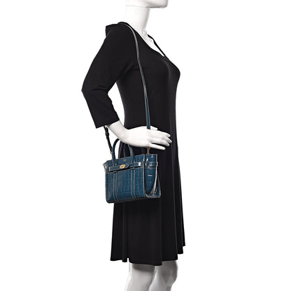 Mulberry Crocodile Embossed Micro Zipped Bayswater Nautical Blue 1 of 9