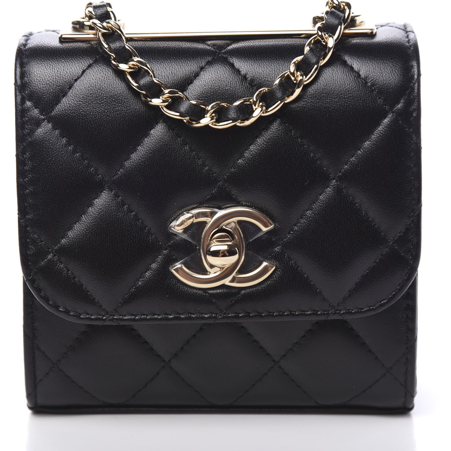 Chanel Lambskin Quilted Mini Trendy CC Chain Wallet Black 10 of 11