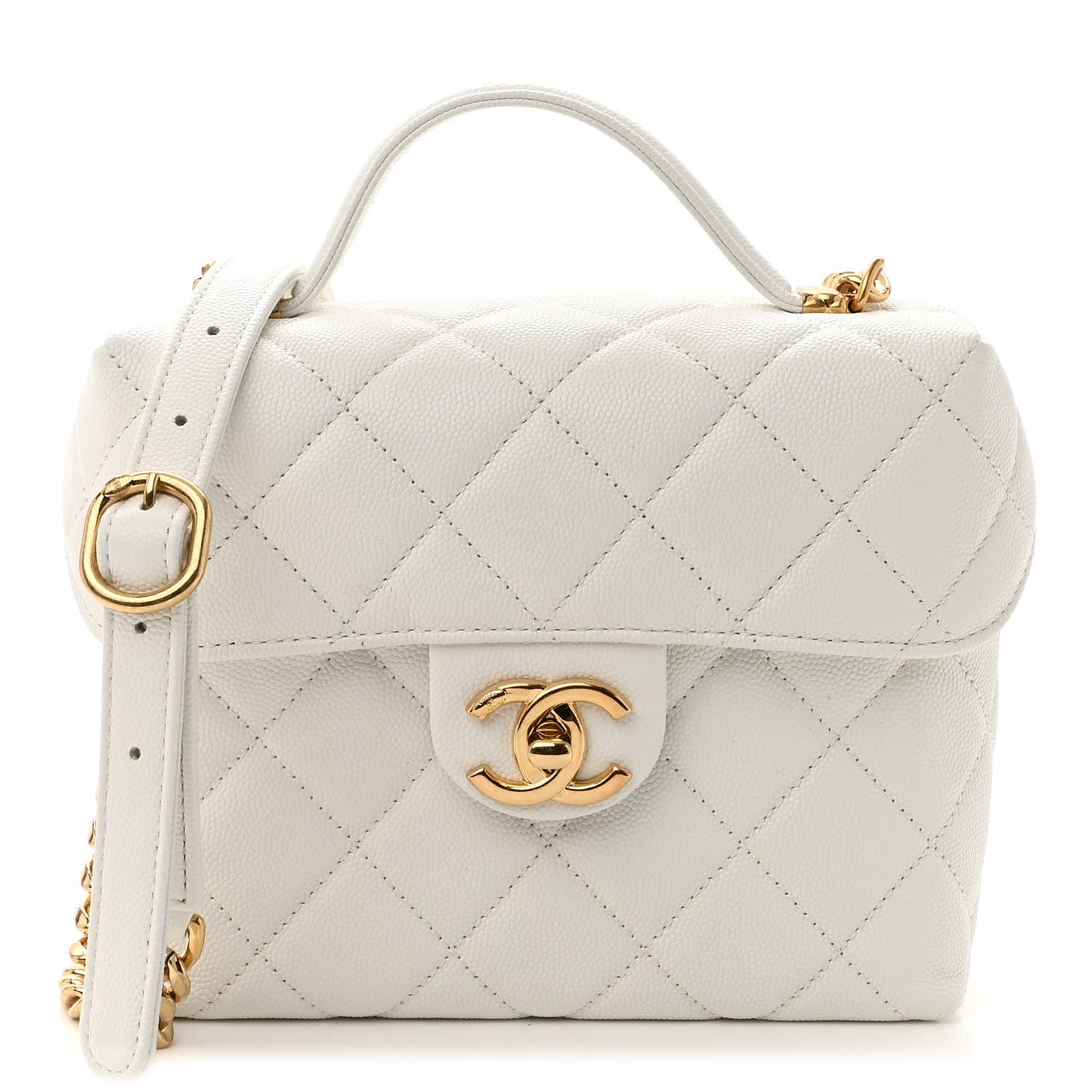 Caviar Quilted Handy Box Vanity Case White