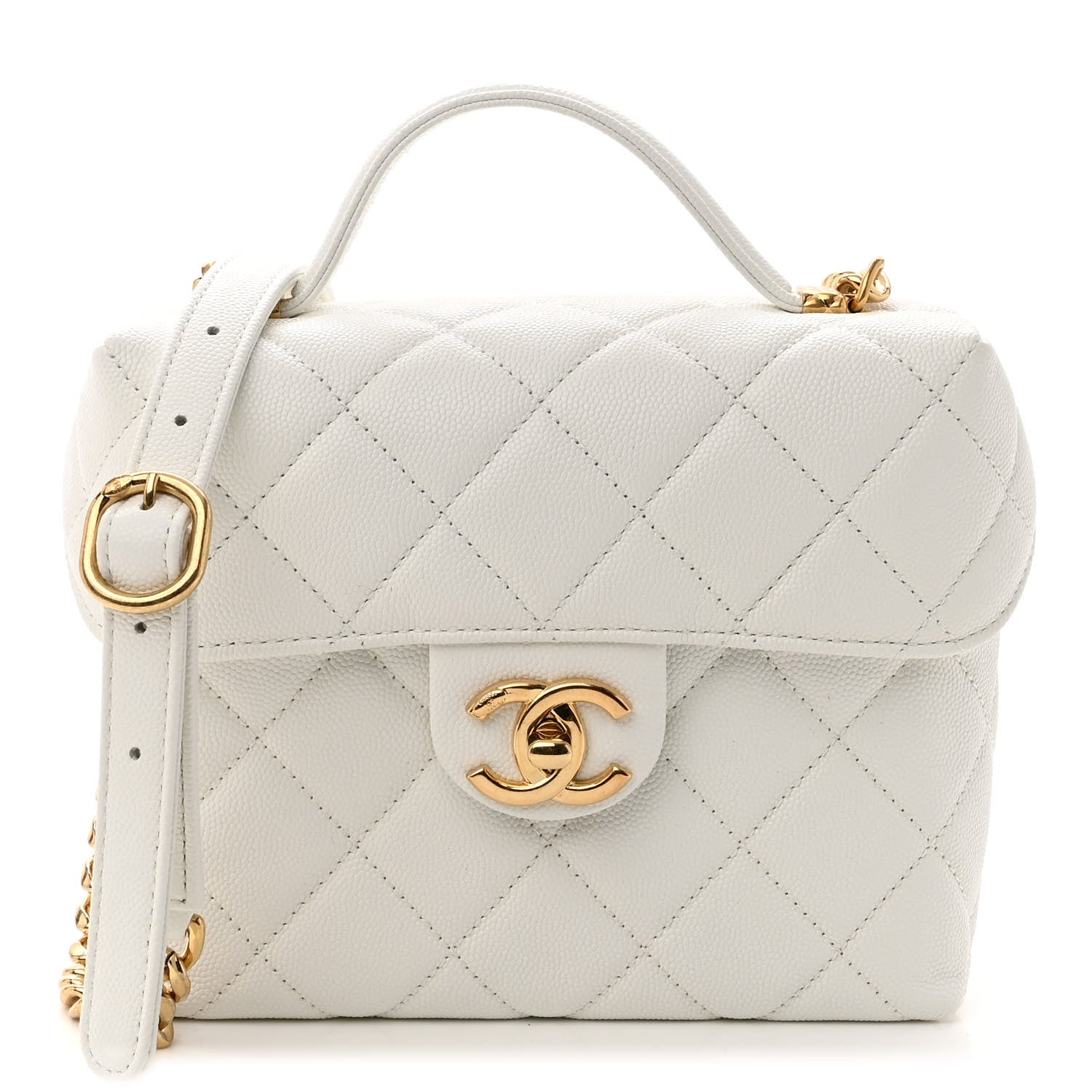 Chanel Caviar Quilted Handy Box Vanity Case White 1 of 10