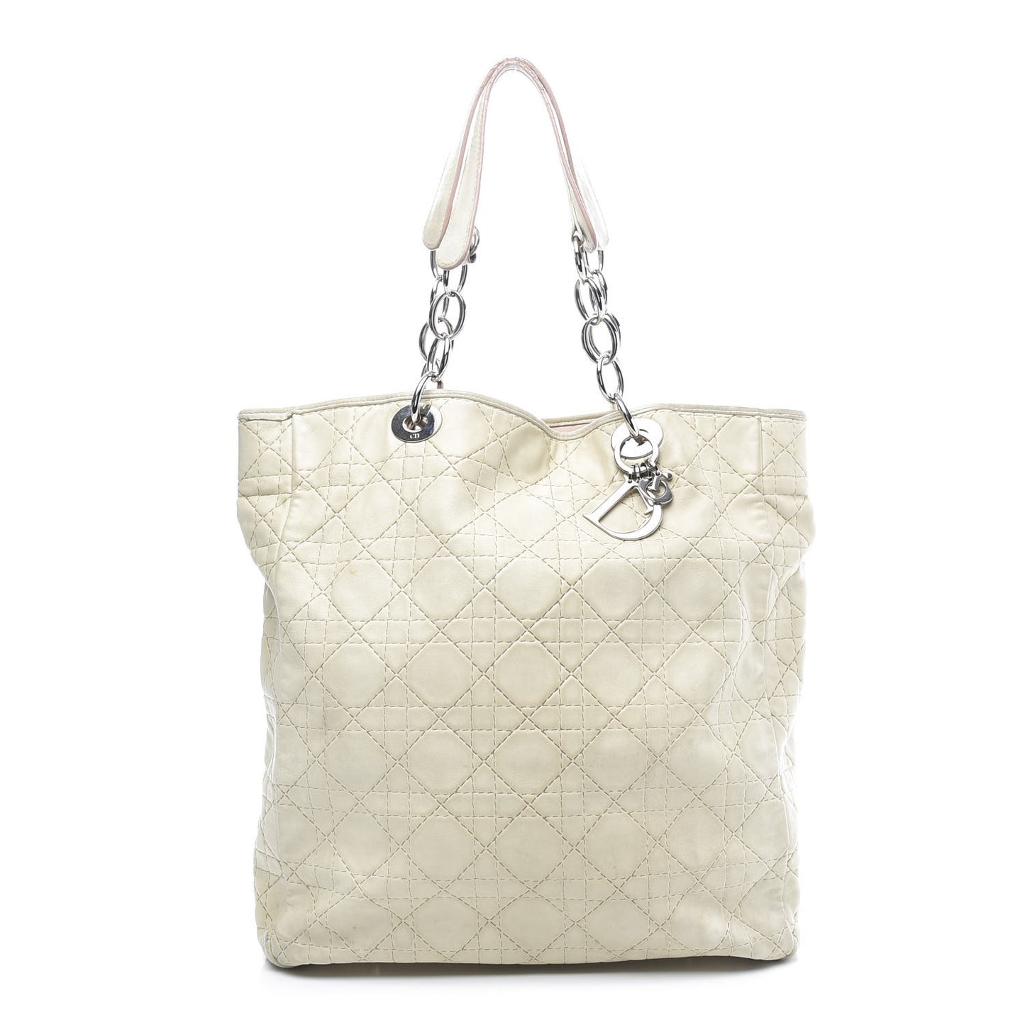 Lambskin Cannage Shopping Tote White