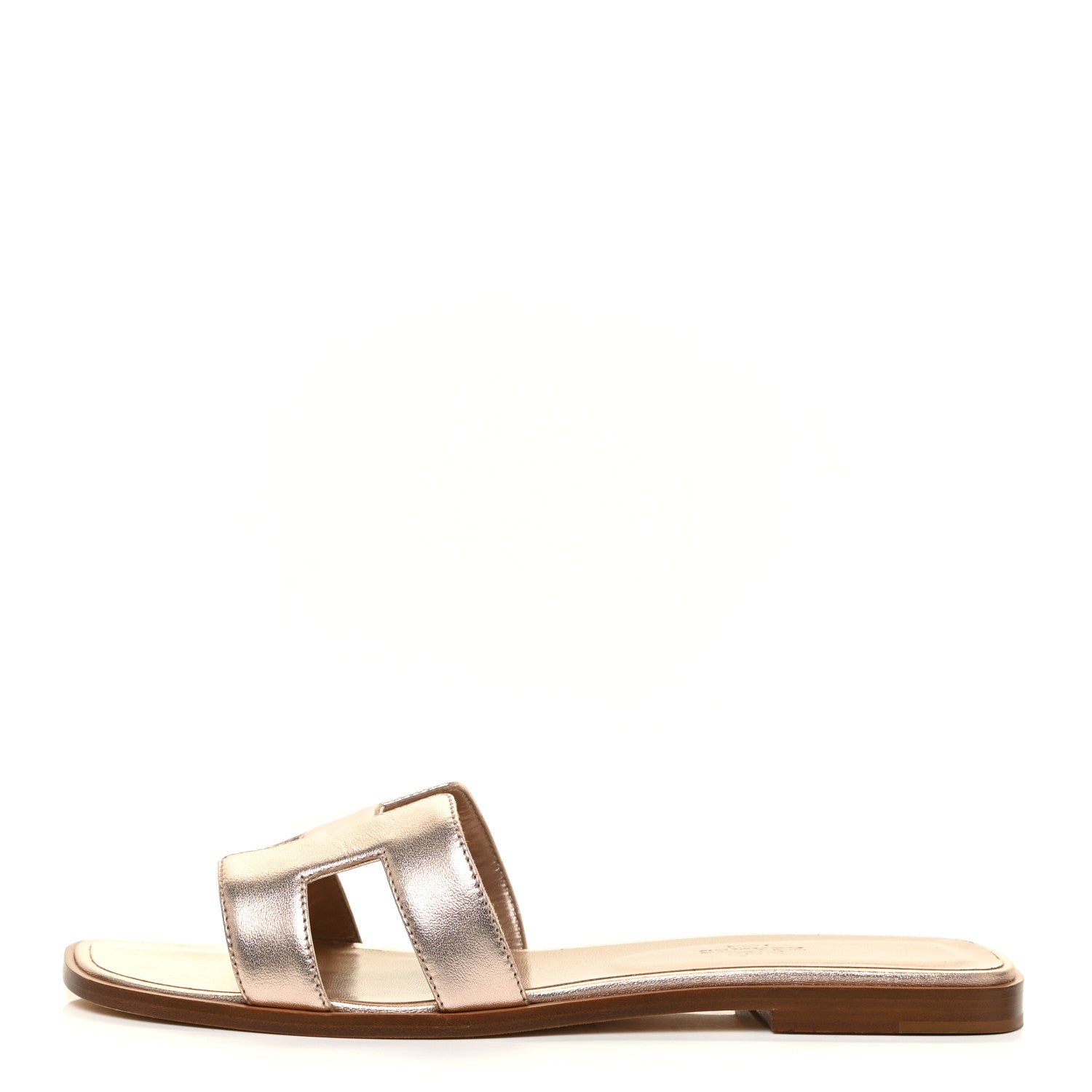Hermes Metallic Nappa Calfskin Oran Sandals 41 Or Rose 1 of 14
