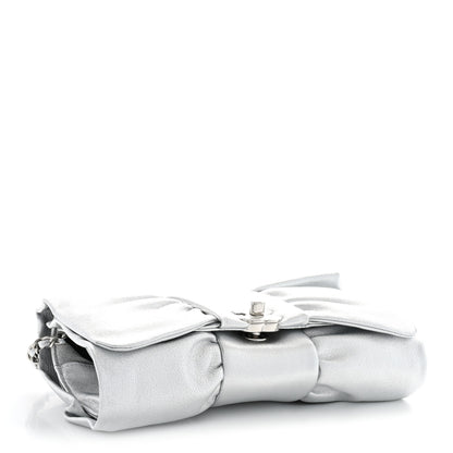 Chanel Metallic Lambskin Tie My Bow Flap Clutch With Chain Silver 4 of 10