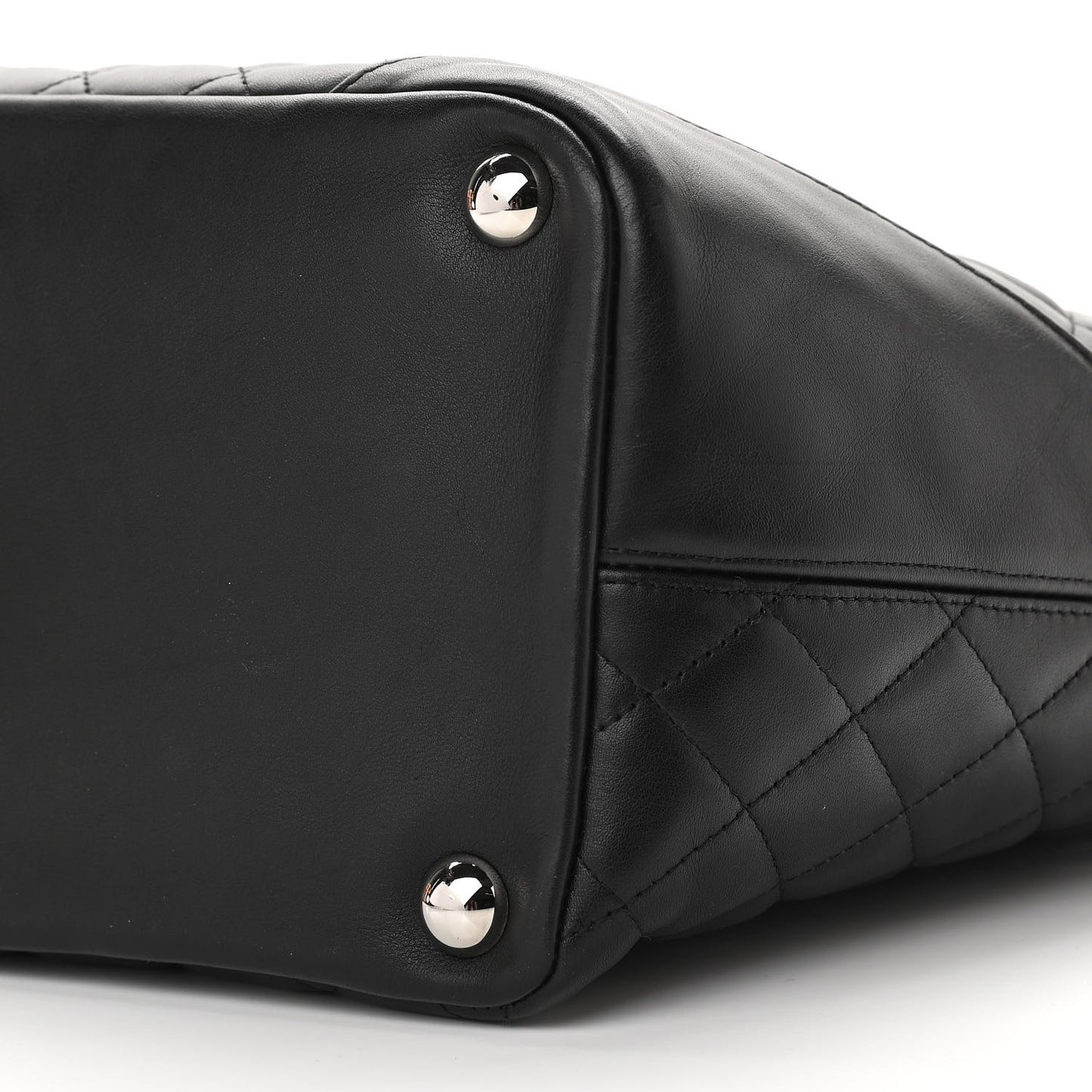 Calfskin Quilted Large Cambon Tote Black White