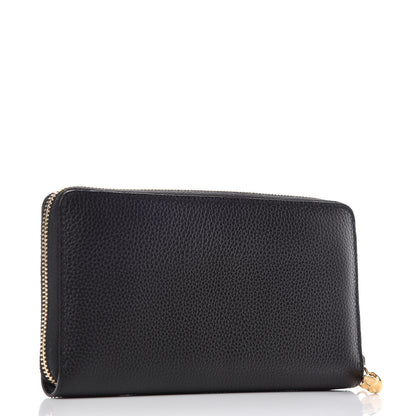 Alexander McQueen Pebbled Calfskin Skull Continental Zip Wallet Black 3 of 12