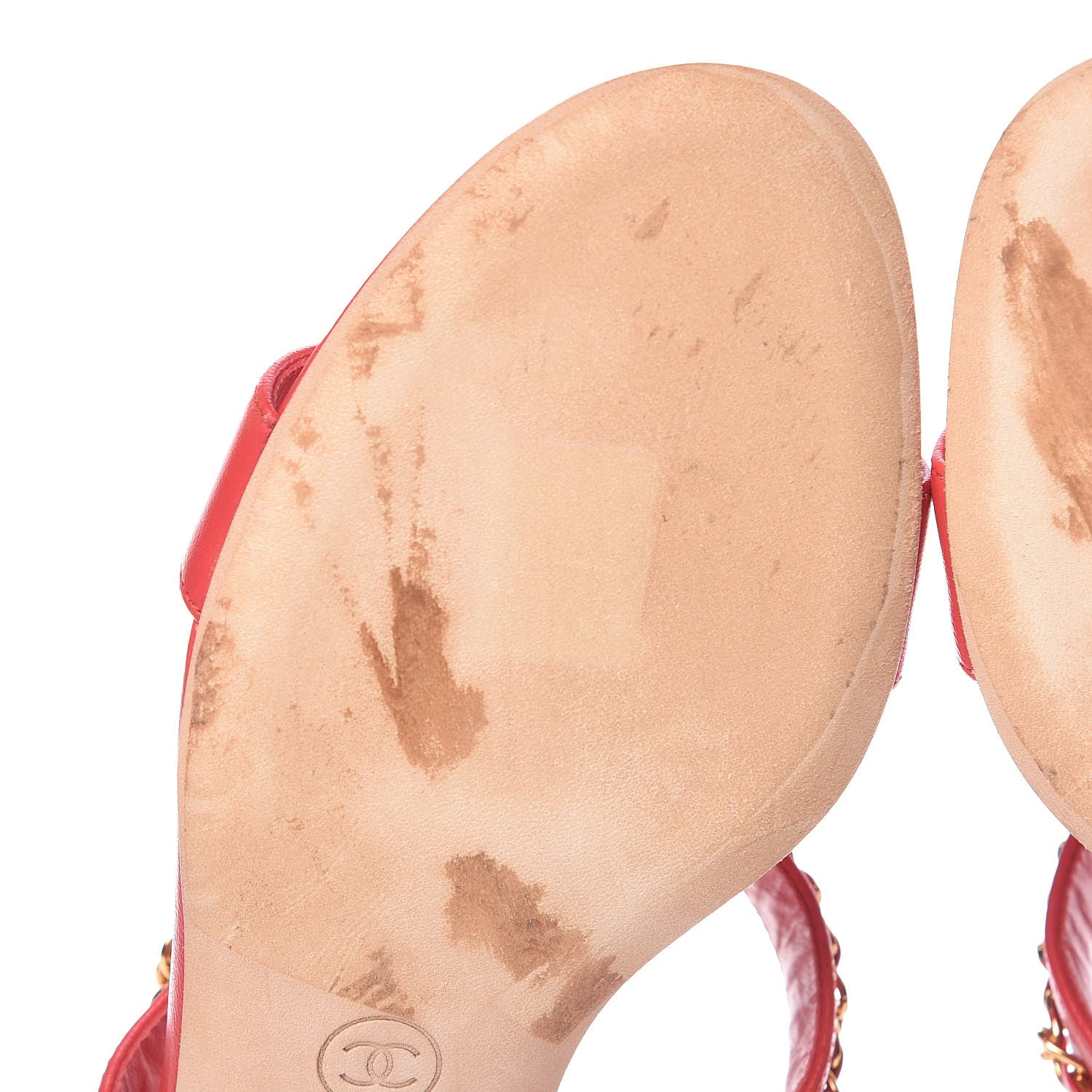 Chanel Lambskin Chain Clover Sandals 38 Red 9 of 10