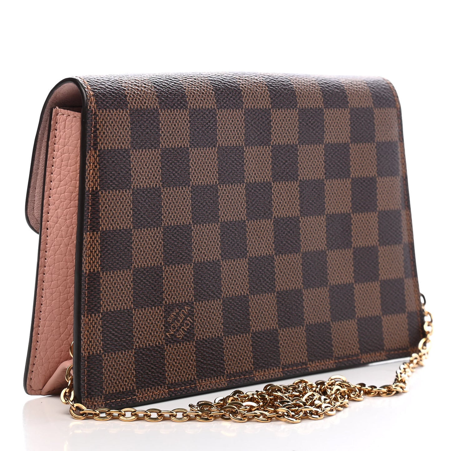 Damier Ebene Croisette Chain Wallet Magnolia