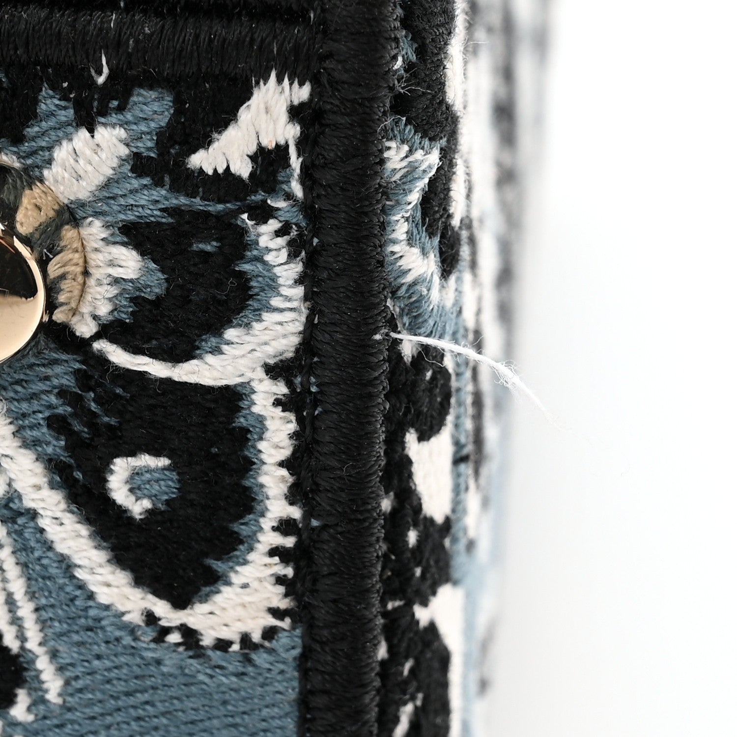 Christian Dior Canvas Embroidered Butterfly Bandana Print Medium Lady D-Lite Denim Blue 11 of 11