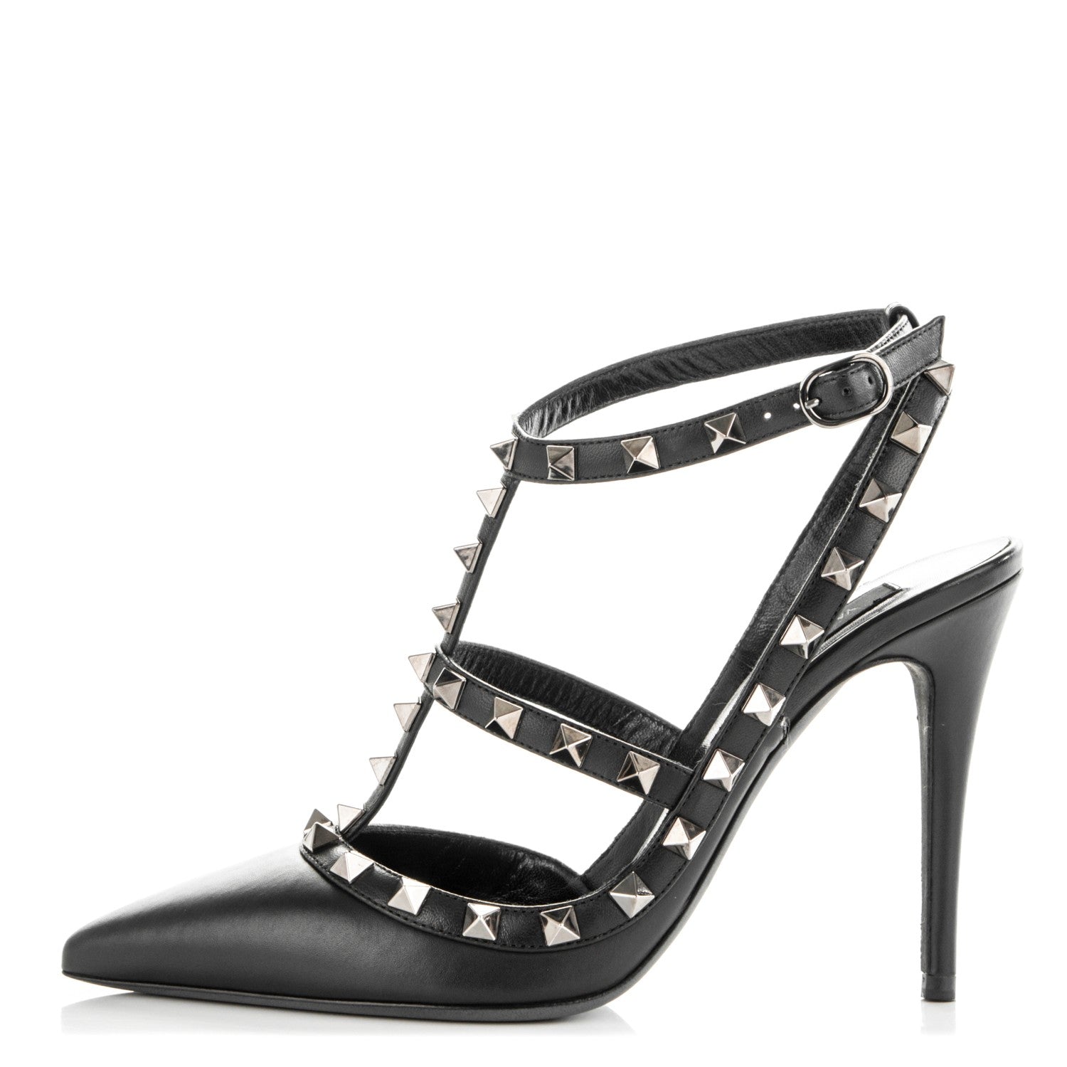 Valentino Garavani Nappa Rockstud Ankle Strap Pumps 37 Black 1 of 8