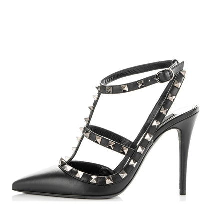Valentino Garavani Nappa Rockstud Ankle Strap Pumps 37 Black 1 of 8