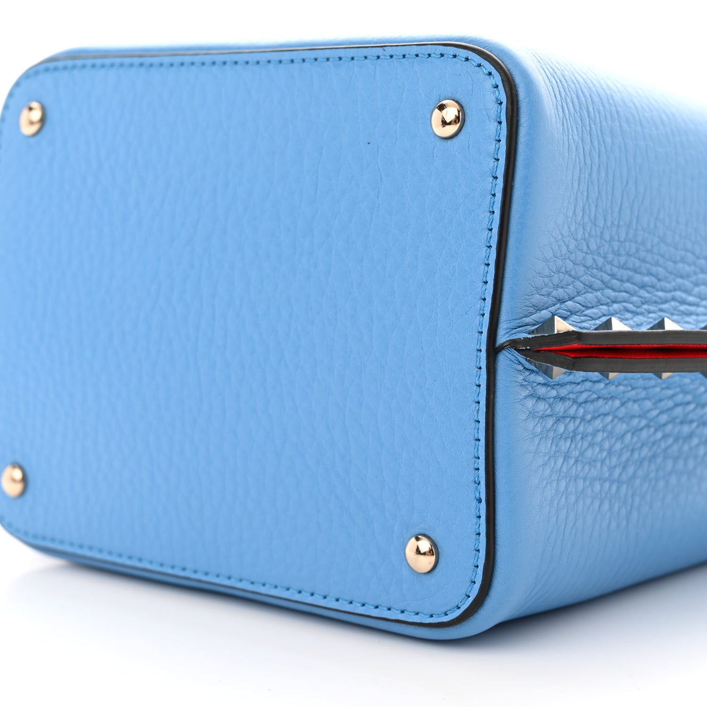 Pebbled Calfskin Small Rockstud Crossbody Tote Denim