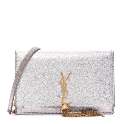 Saint Laurent Metallic Calfskin Kate Monogram Tassel Chain Wallet Gold 1 of 14