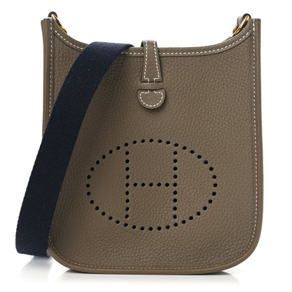 Hermes Taurillon Clemence Amazone Evelyne TPM Etoupe Bleu Indigo 1 of 9