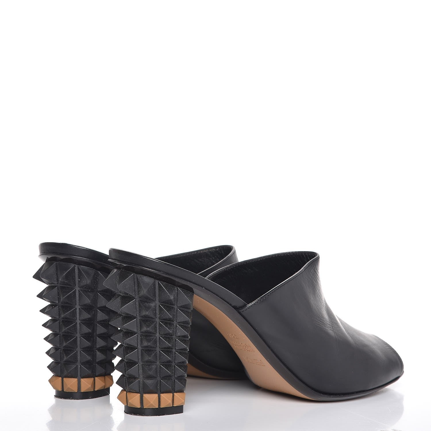 Fendi Vitello Spiked Heel Mules 38.5 Black 4 of 12
