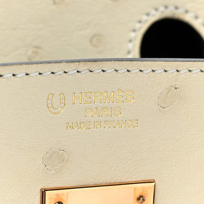 Hermes Ostrich Horseshoe Birkin 30 Craie Bleu Iris 6 of 9