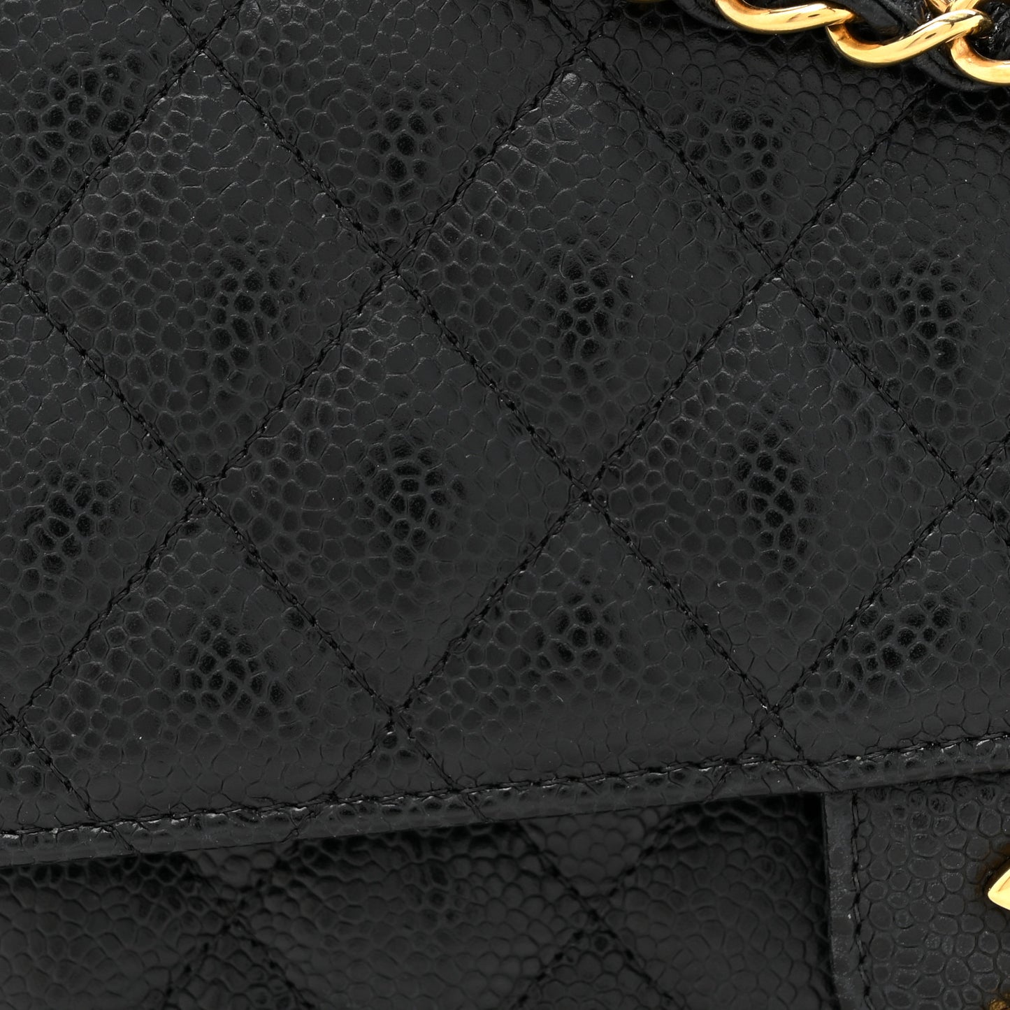 Caviar Quilted Medium Double Flap Black