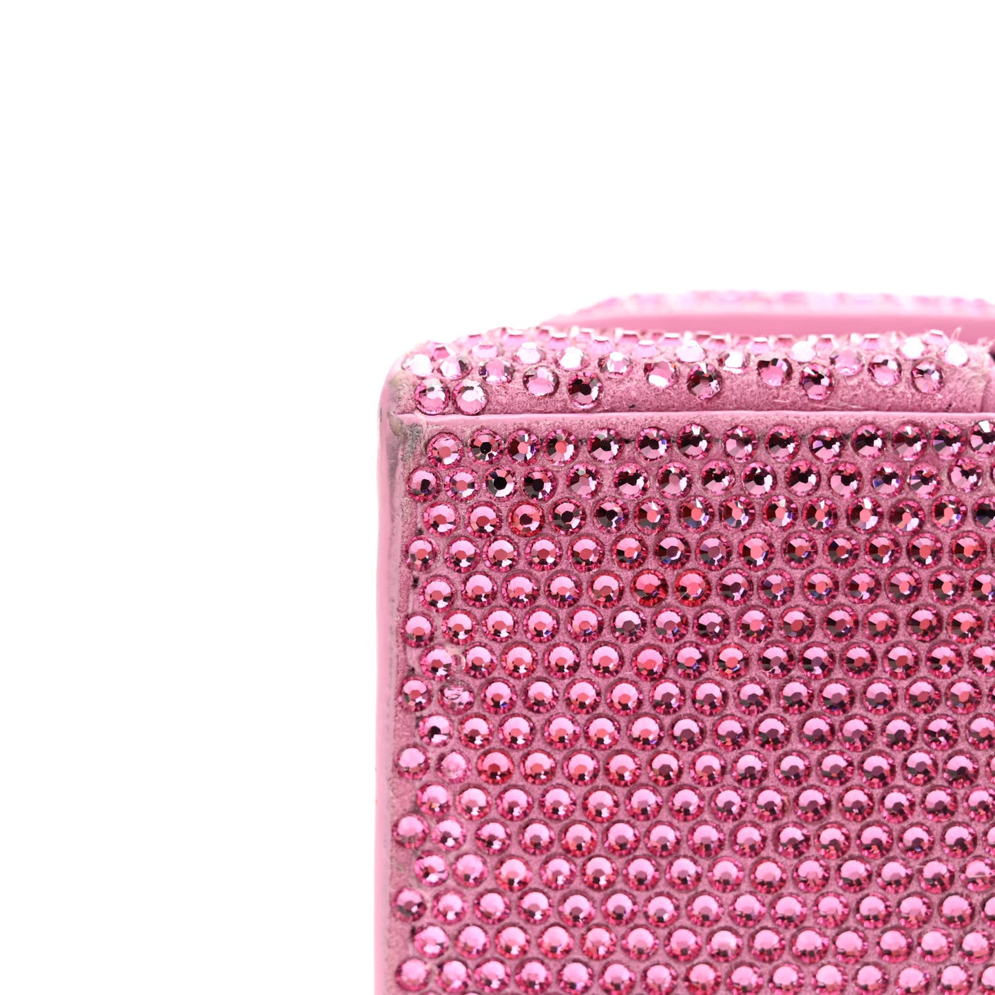 Strass Suede Hourglass Top Handle Bag XS Pink