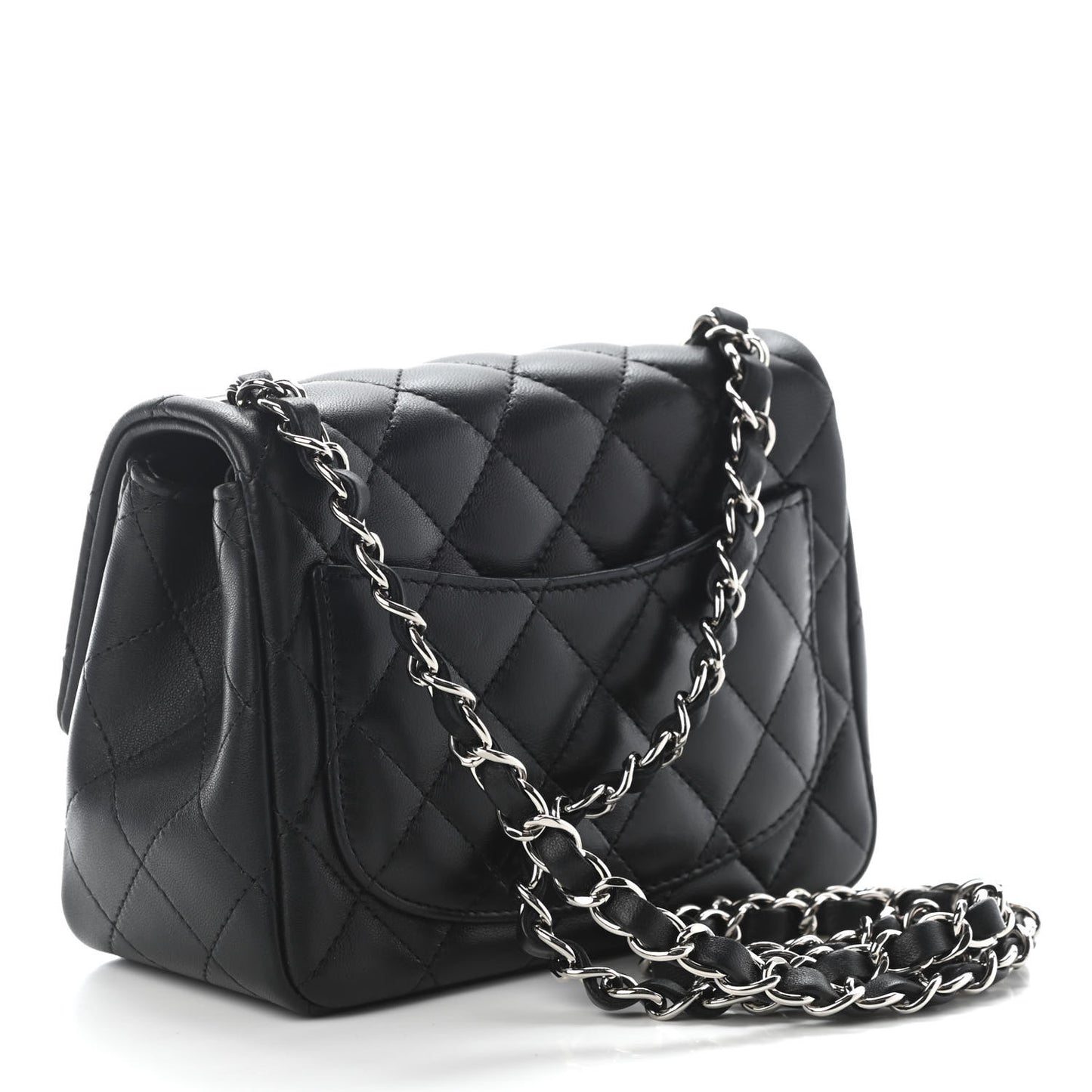 Lambskin Quilted Mini Square Flap Black