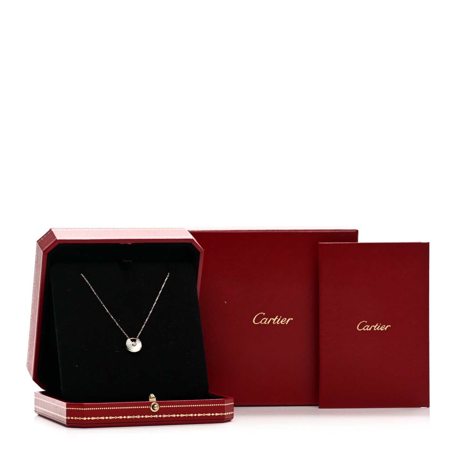 18K Yellow Gold Diamond Mother of Pearl XS Amulette de Cartier Pendant Necklace