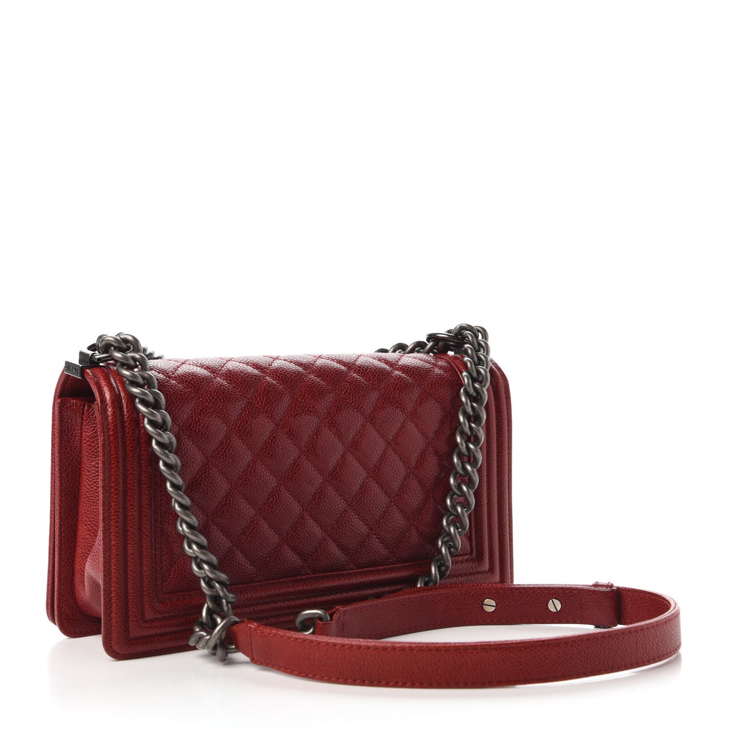 Caviar Quilted Medium Boy Flap Red