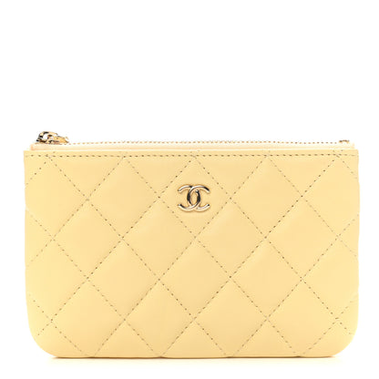 Chanel Lambskin Quilted Small Cosmetic Case Yellow 1 of 8