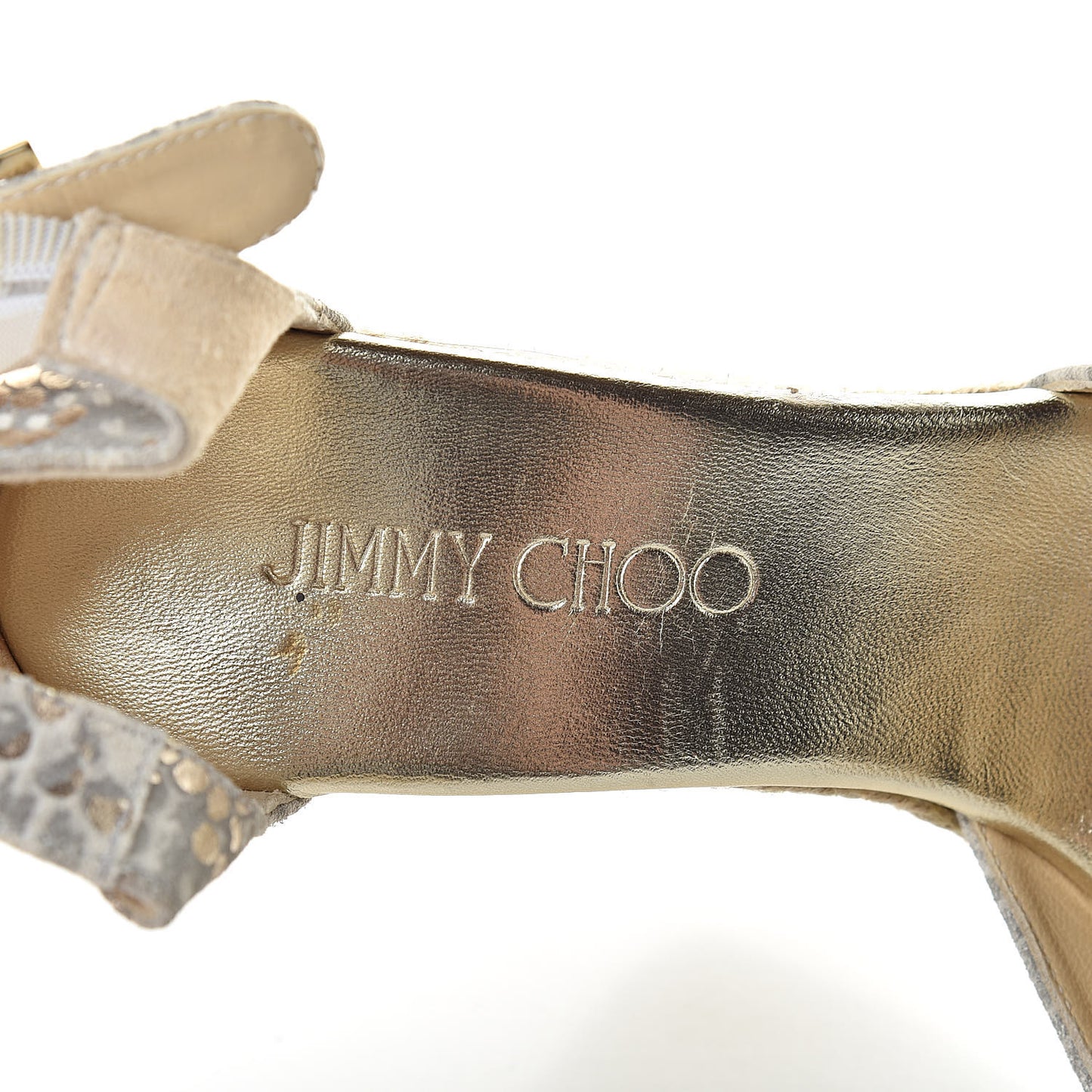 Metallic Printed Suede Pallis Wedge Sandals 36 Light Kaki