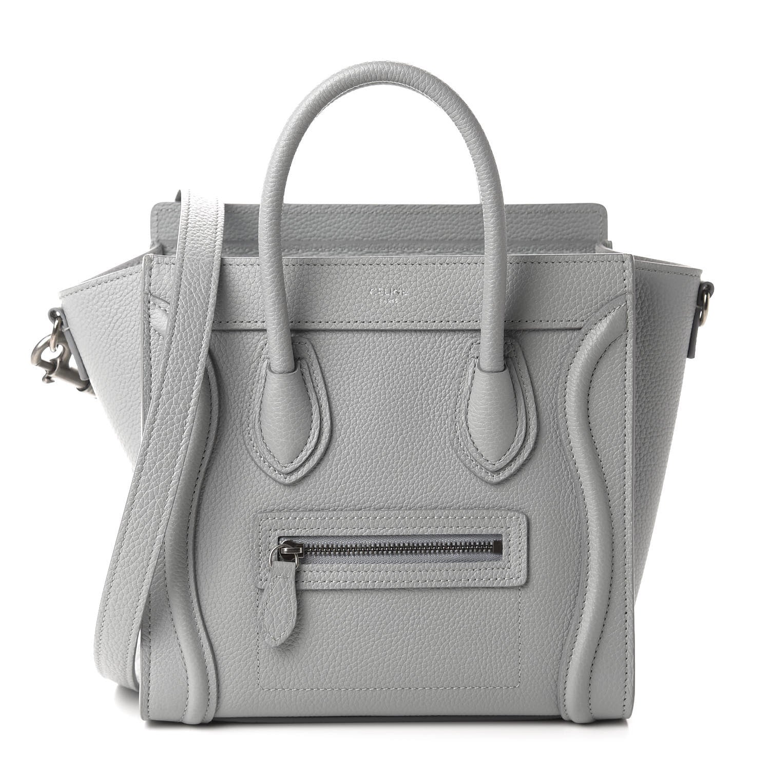 Celine Drummed Calfskin Nano Luggage Mineral 1 of 10