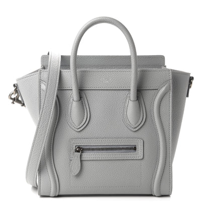 Celine Drummed Calfskin Nano Luggage Mineral 1 of 10
