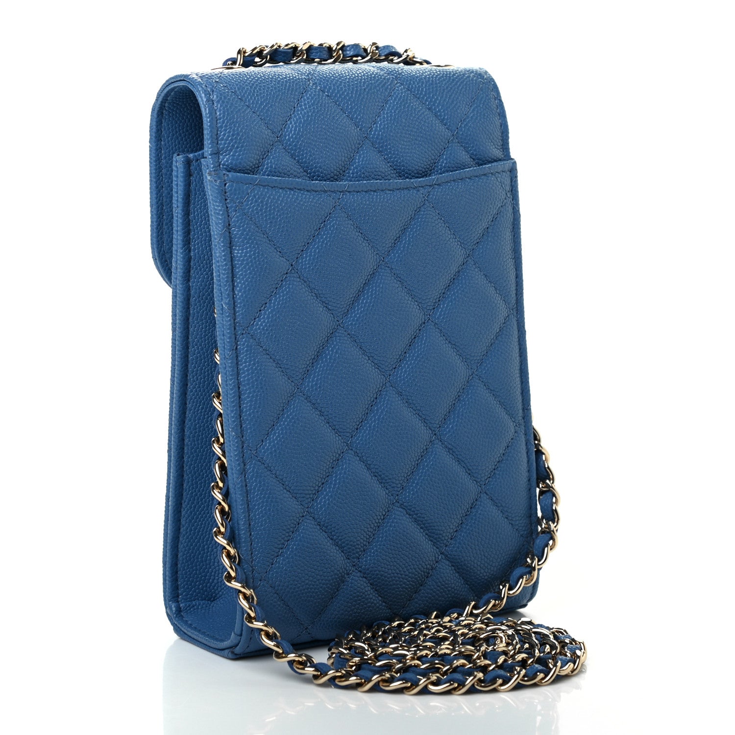 Chanel Caviar Quilted Classic Phone Holder Blue 3 of 10