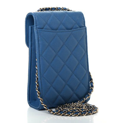 Chanel Caviar Quilted Classic Phone Holder Blue 3 of 10