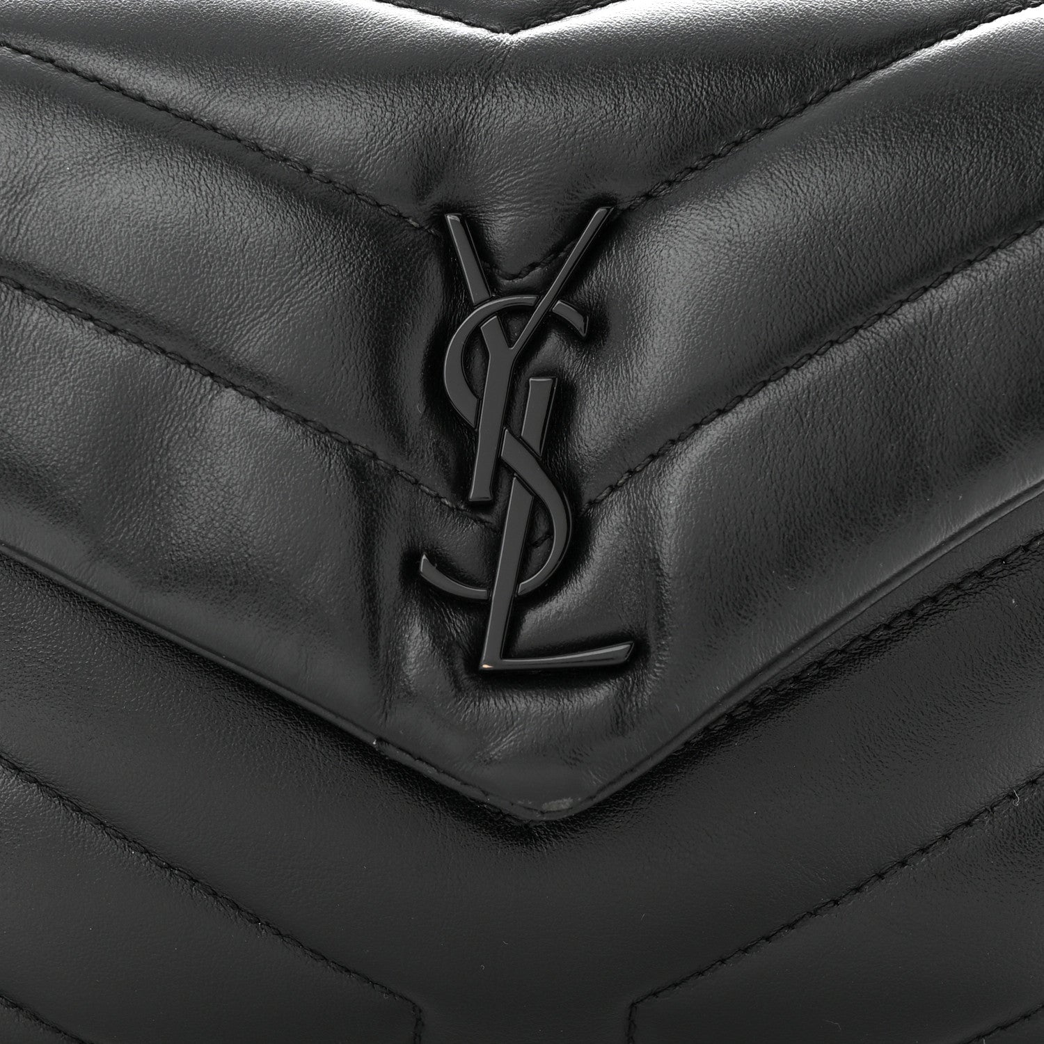 Saint Laurent Calfskin Y Quilted Monogram Monochrome Toy Loulou Crossbody Bag Black 8 of 12