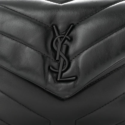 Saint Laurent Calfskin Y Quilted Monogram Monochrome Toy Loulou Crossbody Bag Black 8 of 12