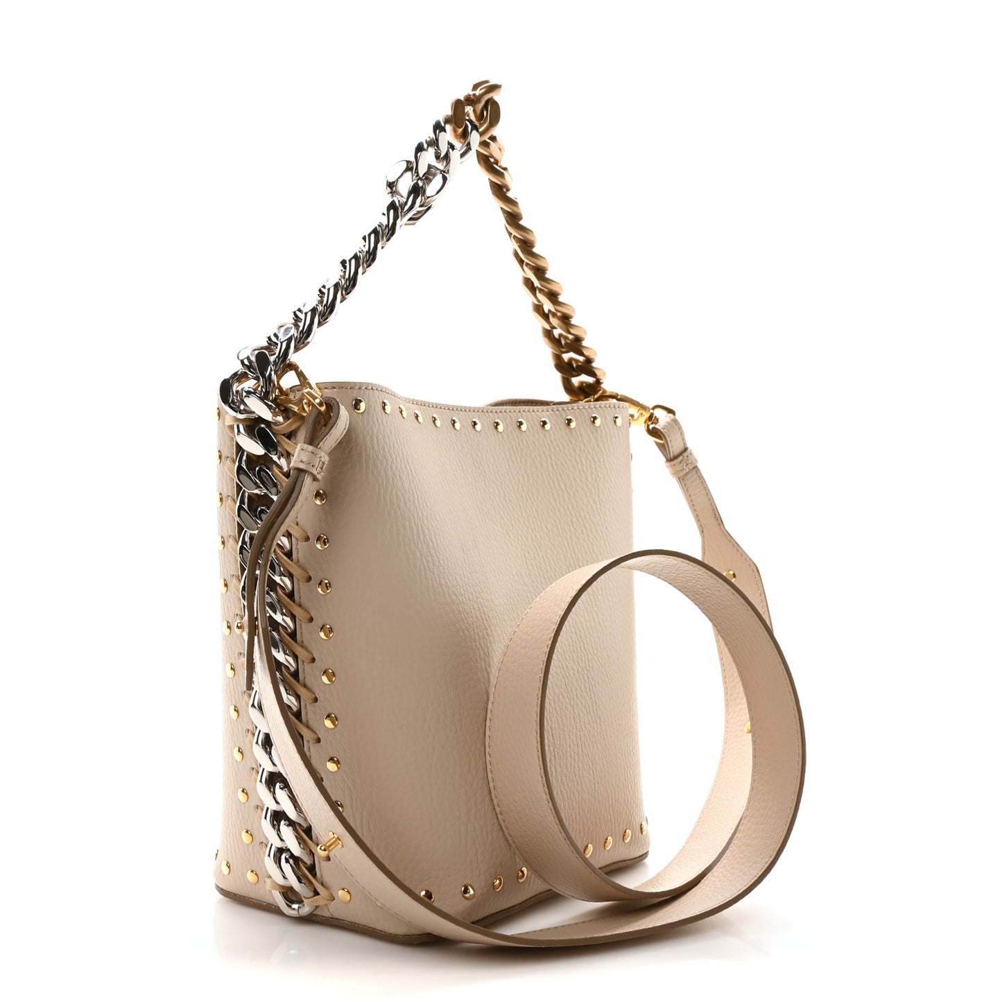 Grainy Alter Mat Studded Frayme Bucket Bag Cream