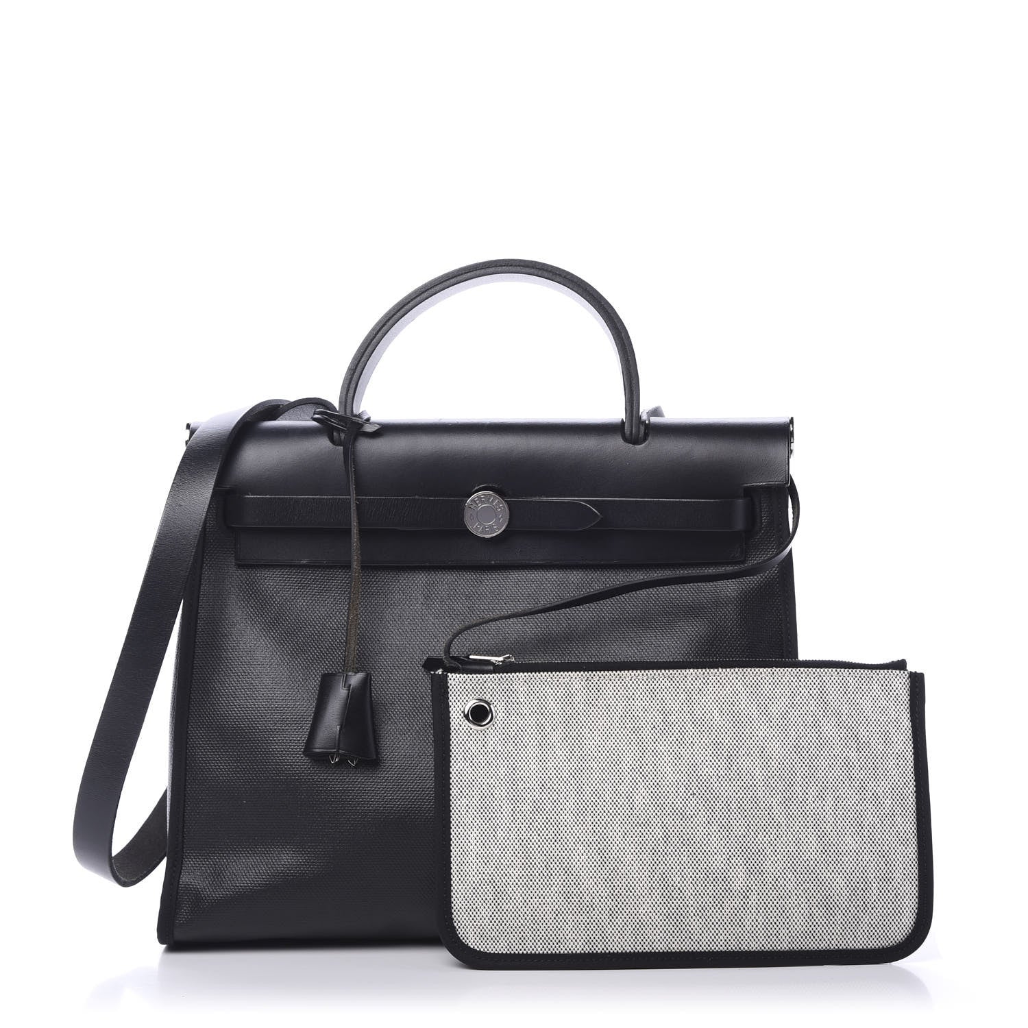 Hermes Toile H Berline Vache Hunter Herbag Zip PM 31 Black Ecru 1 of 13