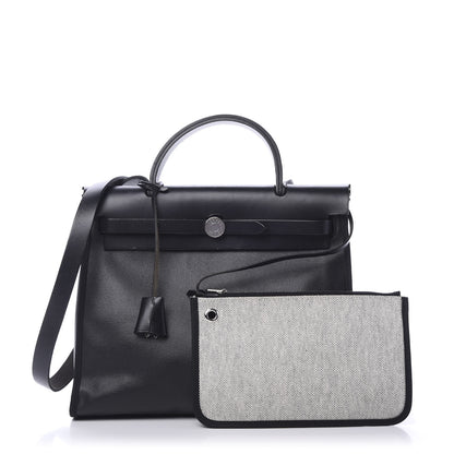 Hermes Toile H Berline Vache Hunter Herbag Zip PM 31 Black Ecru 1 of 13