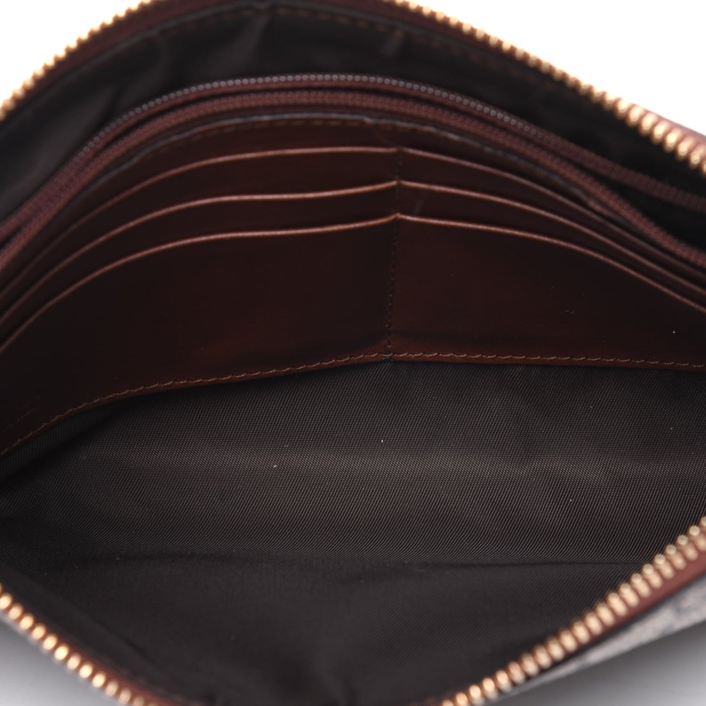 GG Supreme Monogram Wrist Wallet Brown